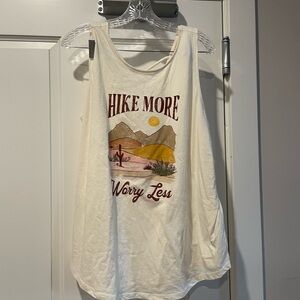Maurices Cream Graphic Tank Top Hike More Worry Less xxl